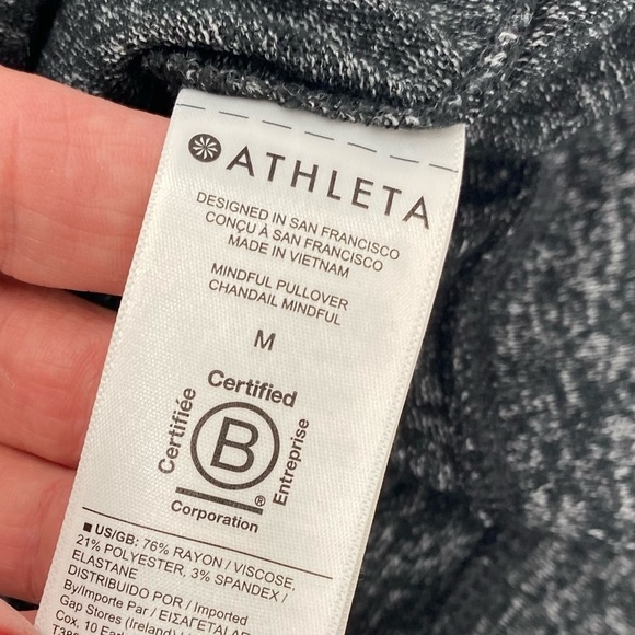 Athleta Heathered Dark Gray Mindful Pullover top size M - Picture 5 of 9